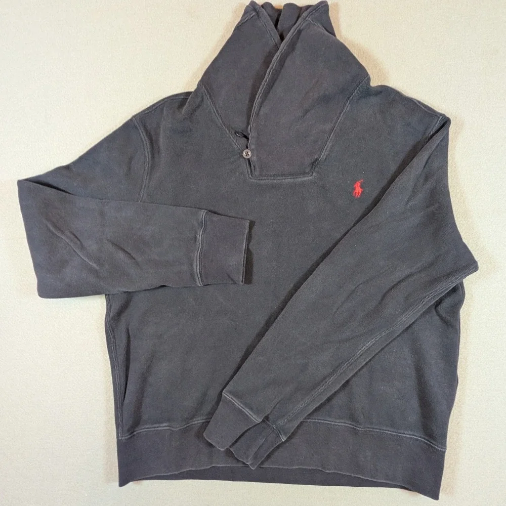 Polo Ralph Lauren Shawl‎ Collar Sweatshirt Mens Large Navy Blue Cotton Pullover